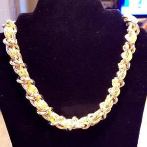 🎈Ann Taylor Yellow Leather and Gold-tone Necklace